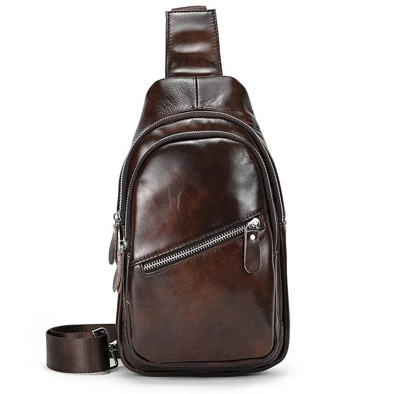 Casual Men’s Leather Chest Bag Sling Crossbody Shoulder Bag - VacationGrabs