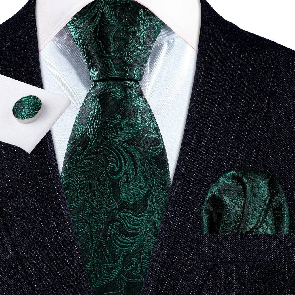 Floral Jacquard Silk Tie Set for Men - VacationGrabs