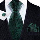Green Silk Tie Set for Men: Multiple Shades Available - VacationGrabs