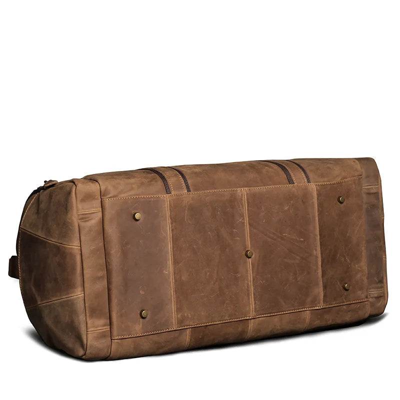 Vintage Genuine Leather Travel Bag Crazy Horse Weekend Luggage - VacationGrabs