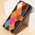 Designer Women’s Plaid Mobile Phone Leather Wallet Long Clutch Purse - VacationGrabs