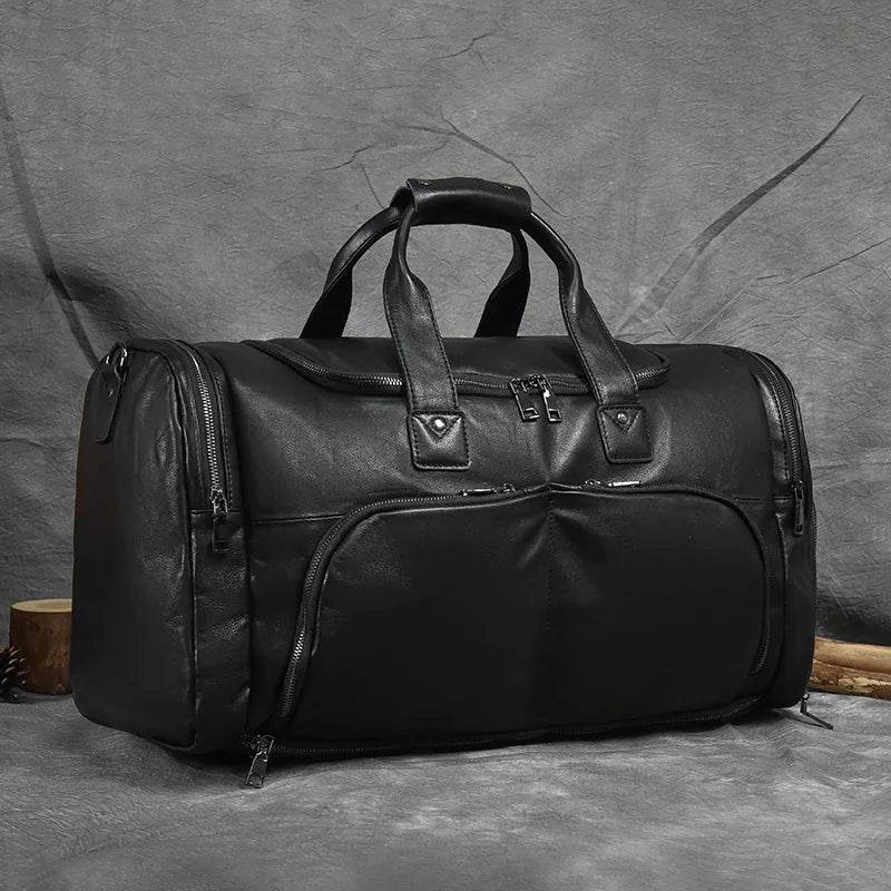 Large Genuine Leather Travel Bag – Soft Cowhide Weekender - VacationGrabs