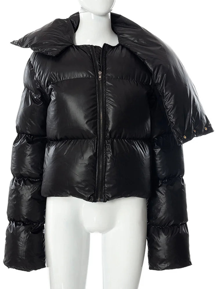 Women's Thick Padded Puffer Jacket with Scarf Collar
