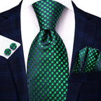 Dark Green Three Piece Ties - Patterned and Textured Designs