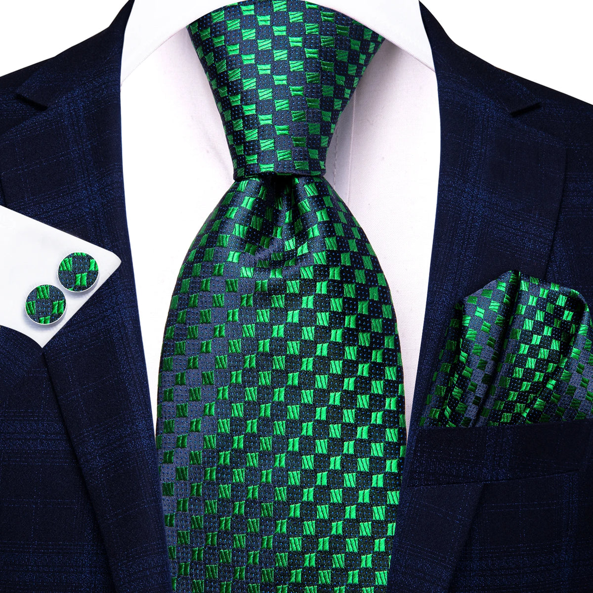 Dark Green Three Piece Ties - Patterned and Textured Designs