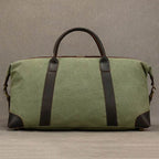 Canvas & Leather Travel Bag for Men Large Shoulder Weekender Bag - VacationGrabs