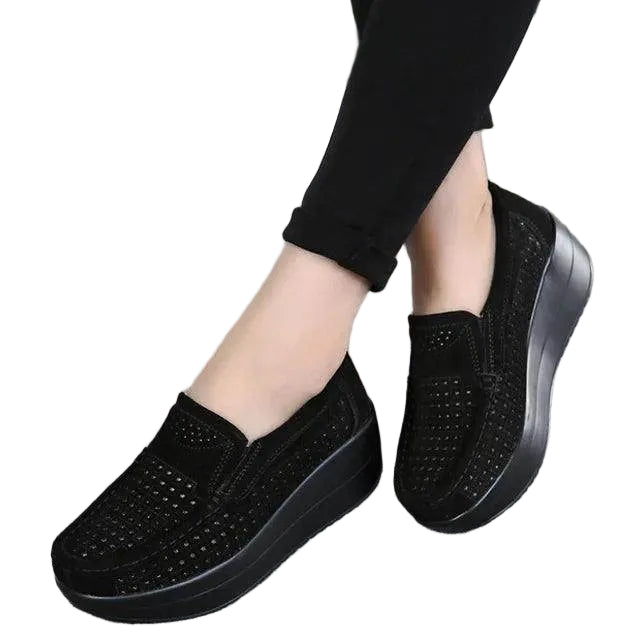 Platform Flat Loafers Suede Leather Moccasins - VacationGrabs