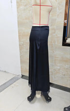 VacationGrabs Elegant Lady Elastic Waist Silky Lace Trim Midi Skirt Women Satin Lace Long Skirt Y2k Half Slip Maxi Skirts Under Dress
