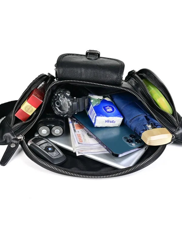 Genuine Leather Chest Sling Bag for Men – Vintage Style