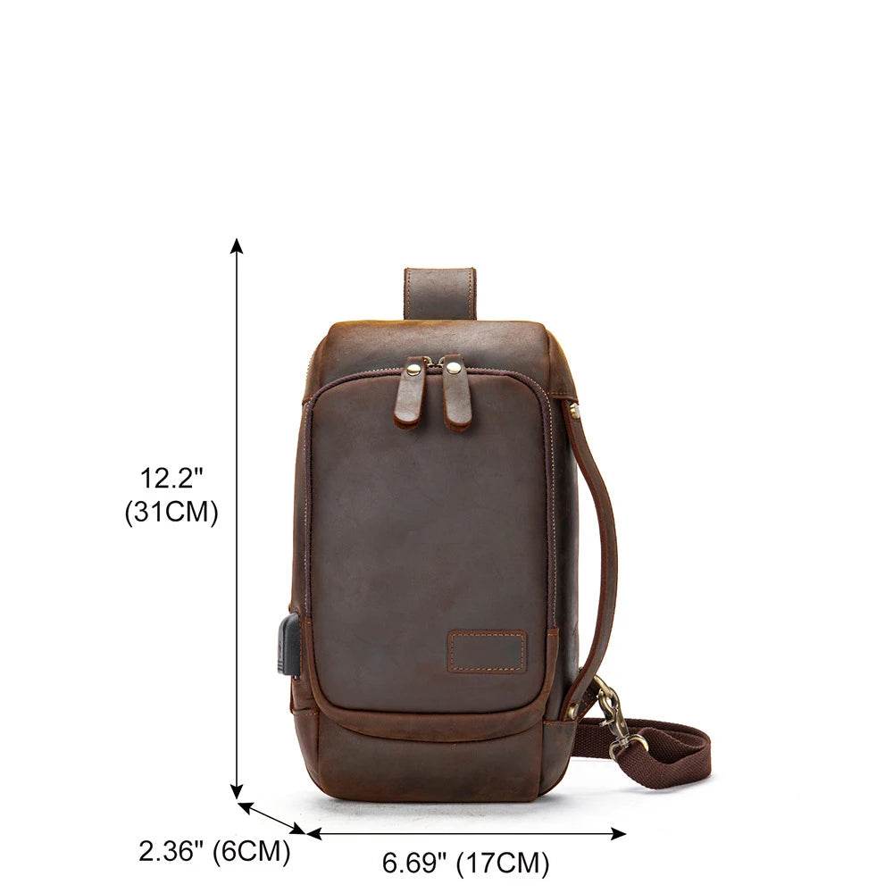 Luxury Designer Chest Bag for Men Vintage Single Shoulder Sling - VacationGrabs