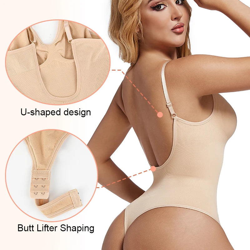 Open-Crotch Backless Bodysuit Shaper & Tummy Corset