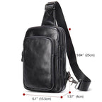 100% Genuine Leather Sling Bag Messenger Bag for Men Black - VacationGrabs