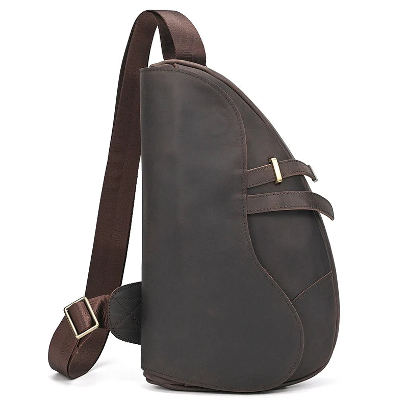 Vintage Real Leather Chest Backpack for Men Casual Travel Business Bag Men's Chest Pack Male Chest Bag Genuine Leather Crossbody