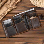 Retro Anti-Theft Men’s Leather Wallet Clip Purse with Card Holder - VacationGrabs