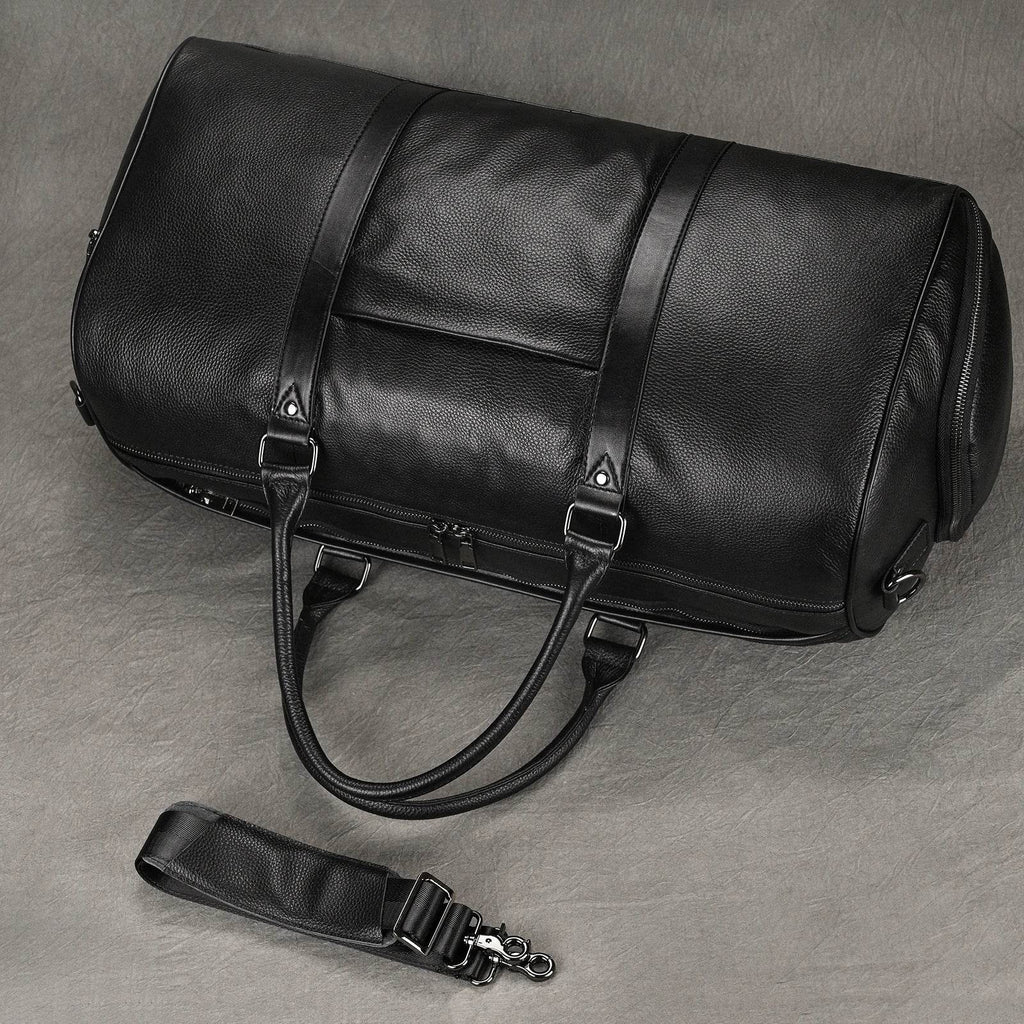 Large Capacity Men’s Genuine Leather Duffel for Travel and Fitness - VacationGrabs