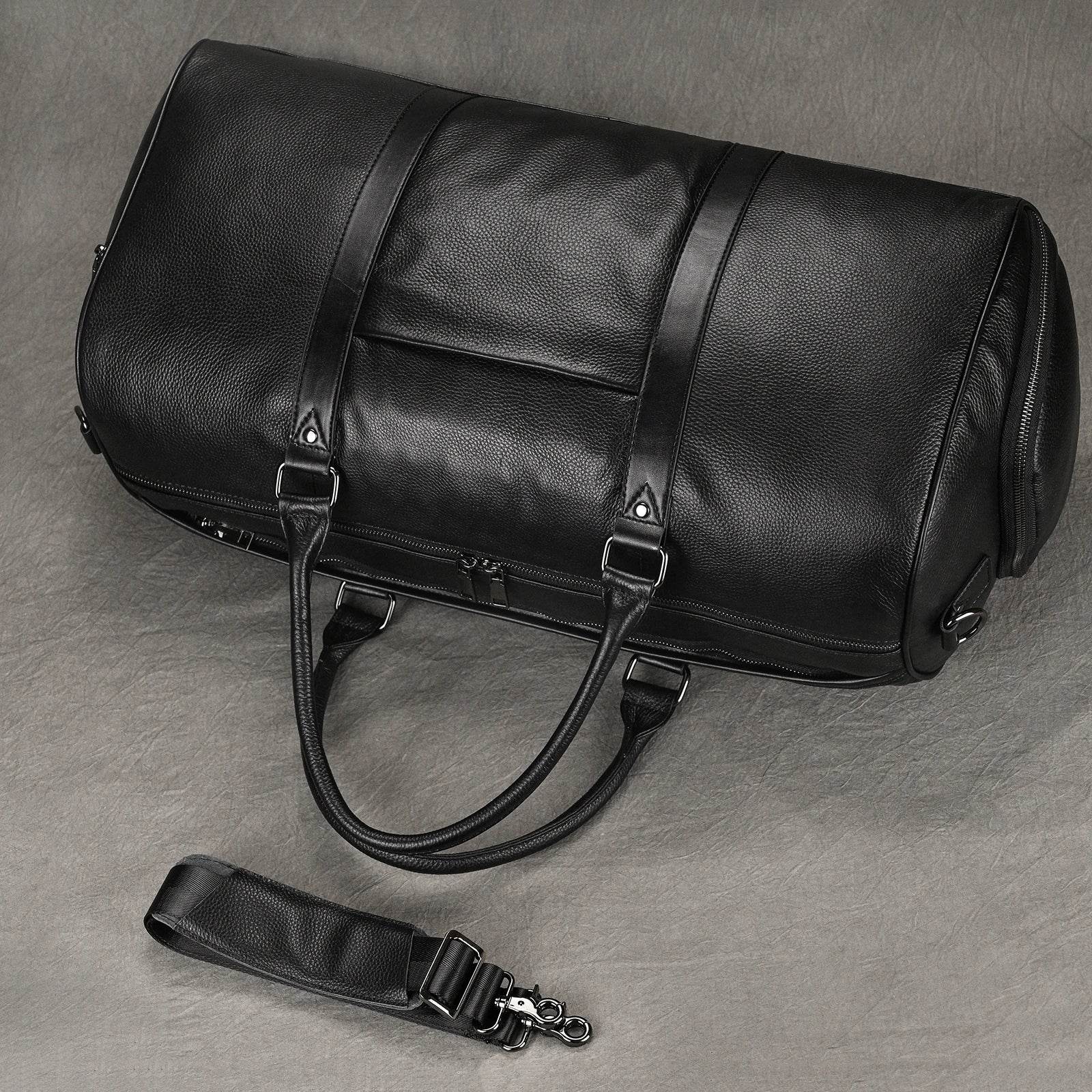 Large Capacity Men’s Genuine Leather Duffel for Travel and Fitness - VacationGrabs