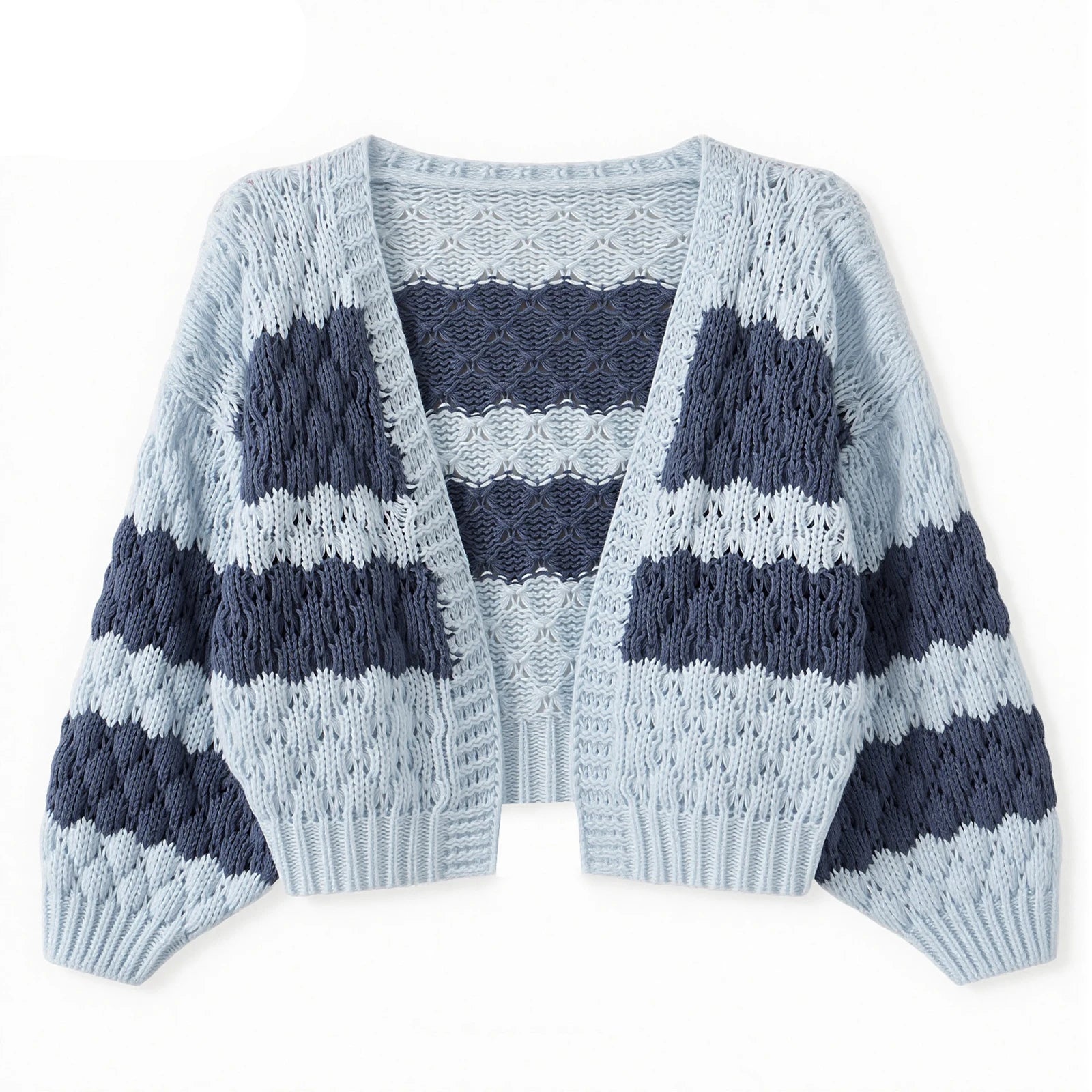 VacationGrabs Women Oversized Cardigan Sweaters Color Block Long Sleeve Chunky Knit Sweaters Coat Y2K Open Front Colorful Cardigans