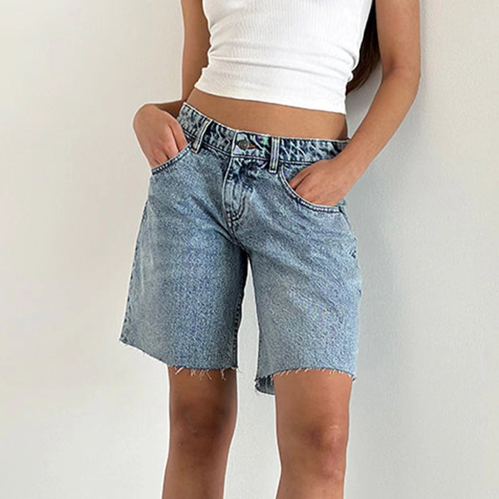 Women Y2k Carpenter Denim Shorts Casual Vintage Cow Girl Baggy High Rise Wide Leg Jean Jorts Prewashed Bermuda Short