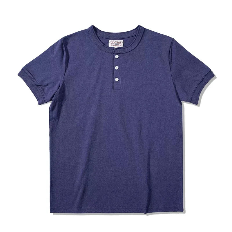 Red Tornado Short Sleeve Henley T-Shirt Heavyweight Cotton Every Day Tee Amekaji