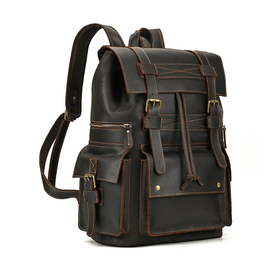 Top Layer Leather Business Backpack for Men 15.6"