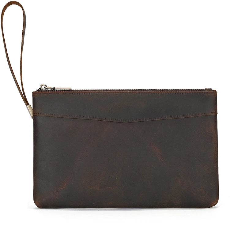 Vintage RFID Anti-Theft Leather Handbag Crazy Horse Clutch - VacationGrabs