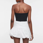 VacationGrabs Y2k Ruffle Hem Bubble Skirt High Waisted A-Line Puffy Mini Short Skirt Women Summer Pleated Balloon Skirts Streetwear