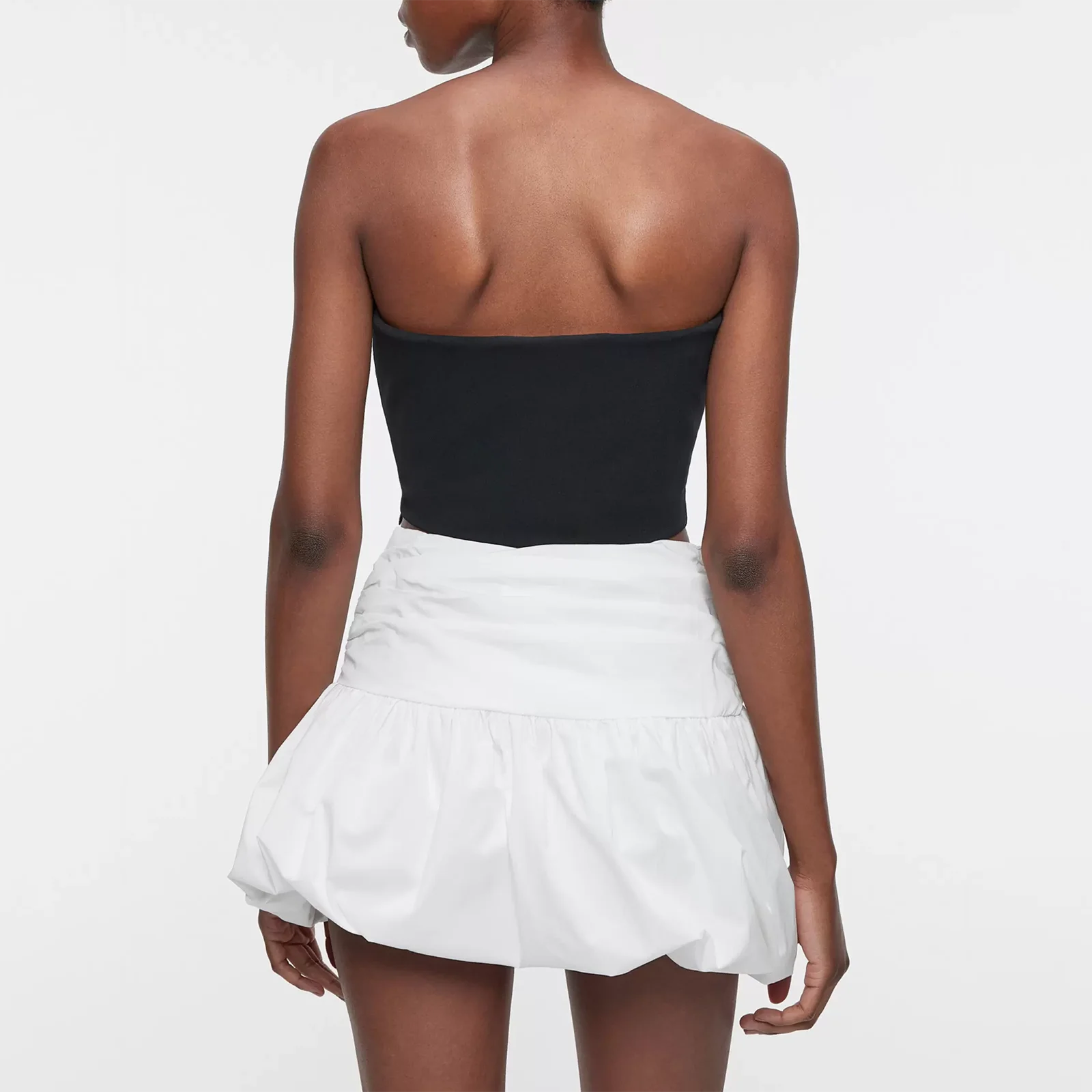 VacationGrabs Y2k Ruffle Hem Bubble Skirt High Waisted A-Line Puffy Mini Short Skirt Women Summer Pleated Balloon Skirts Streetwear