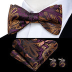 Elegant Mens Bow Tie Set with Cufflinks - Various Colors