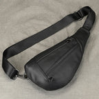 Men's Genuine Leather Chest Sling Bag – Coffee Brown
