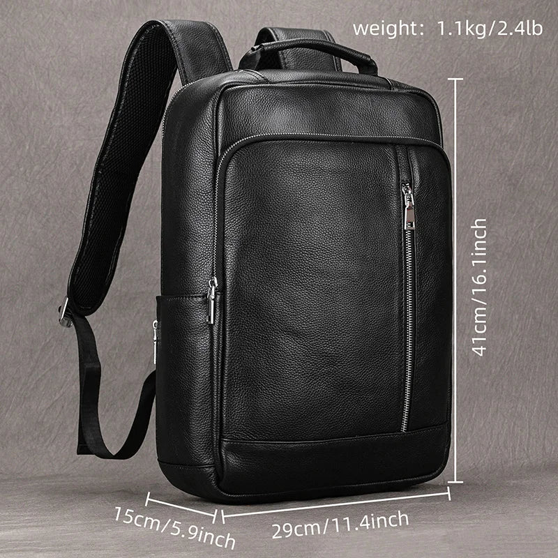 Genuine Leather School Bag Men 14" 15" Laptop Travel