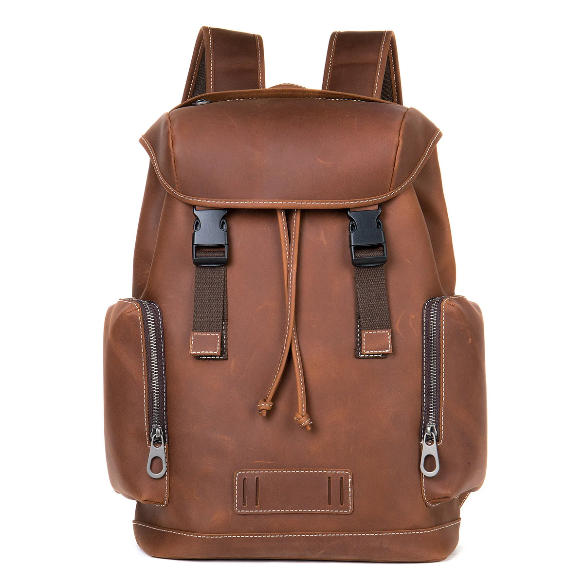 Frenzy Horsehide Men's Double-Shoulder Backpack, Cowhide Outdoor Travel Backpack, Men's Genuine Leather Double-Shoulder Bag