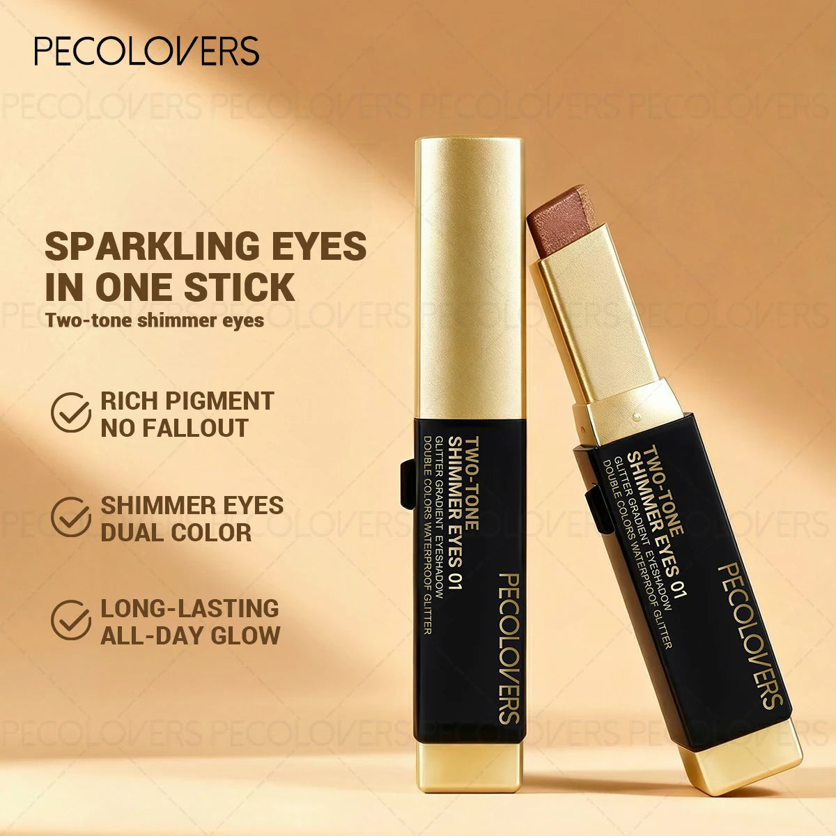Two-Color Eye Shadow Stick Set, 6 Pcs, Waterproof Push-Up