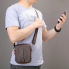 Men’s Vertical Leather Single Shoulder Crossbody Bag - VacationGrabs