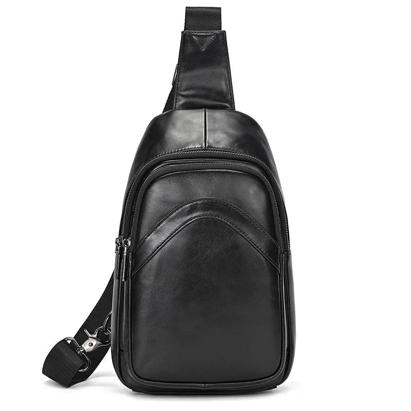 Men's Genuine Leather Sling Bag – Soft Cowhide Crossbody