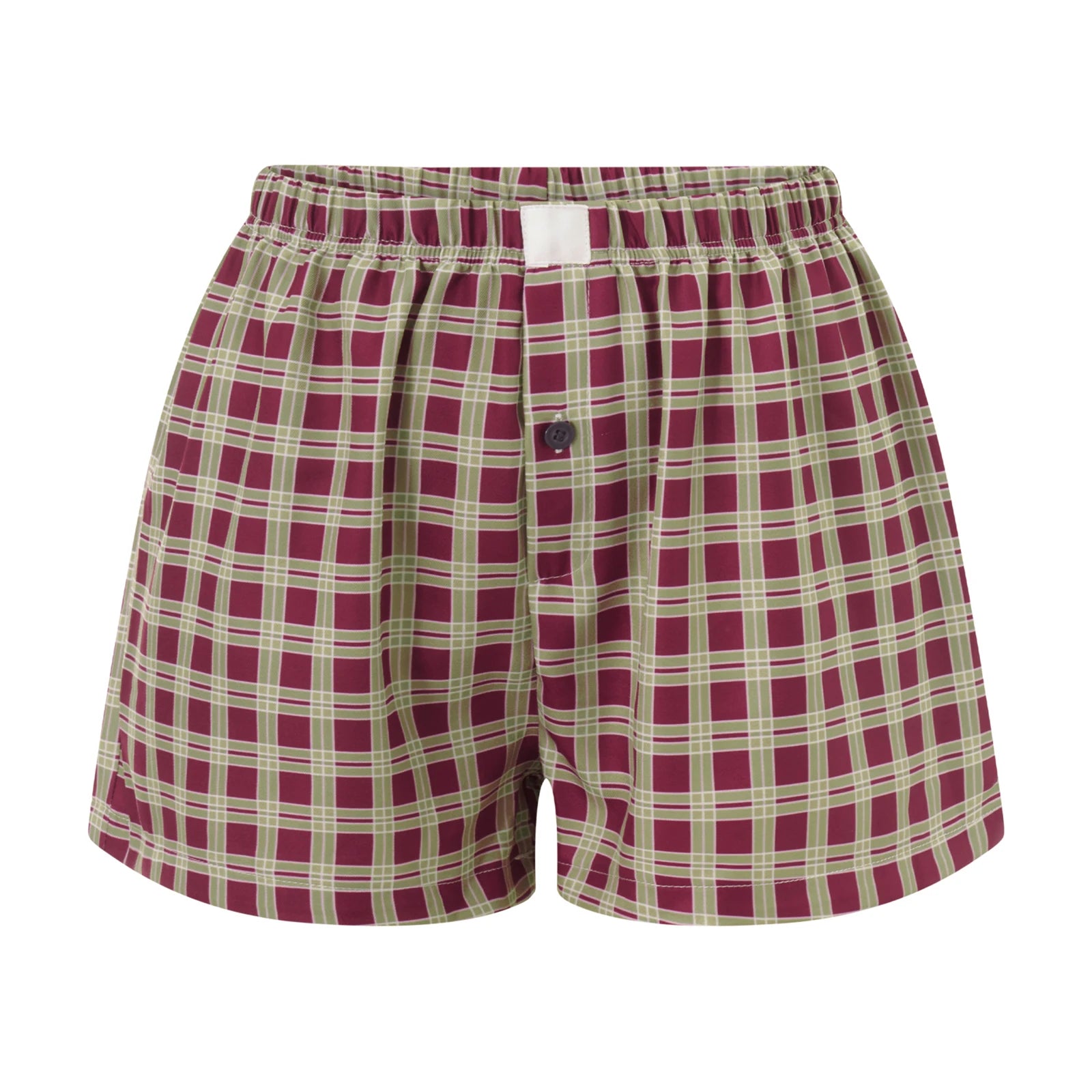 VacationGrabs Women Y2k Gingham Boxer Shorts Stripes Button Elastic Waist Boxers Cute Mini Bloomers Plaid Loose Fit Boy Shorts