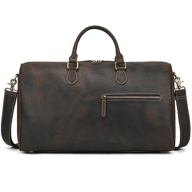 Crazy Horse Leather Travel Bag – Large Duffle for Men - VacationGrabs