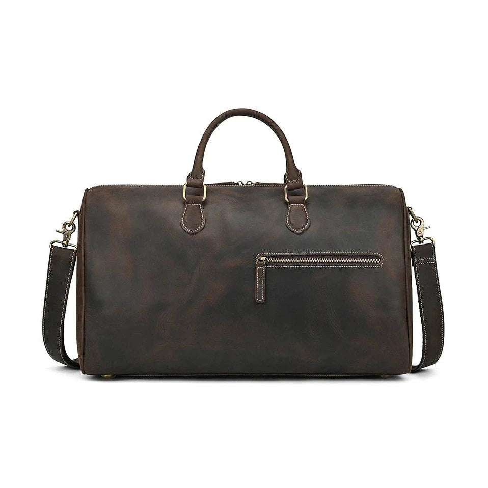 Crazy Horse Leather Travel Bag – Large Duffle for Men - VacationGrabs