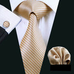 Gold & Beige Silk Tie Set for Men - VacationGrabs