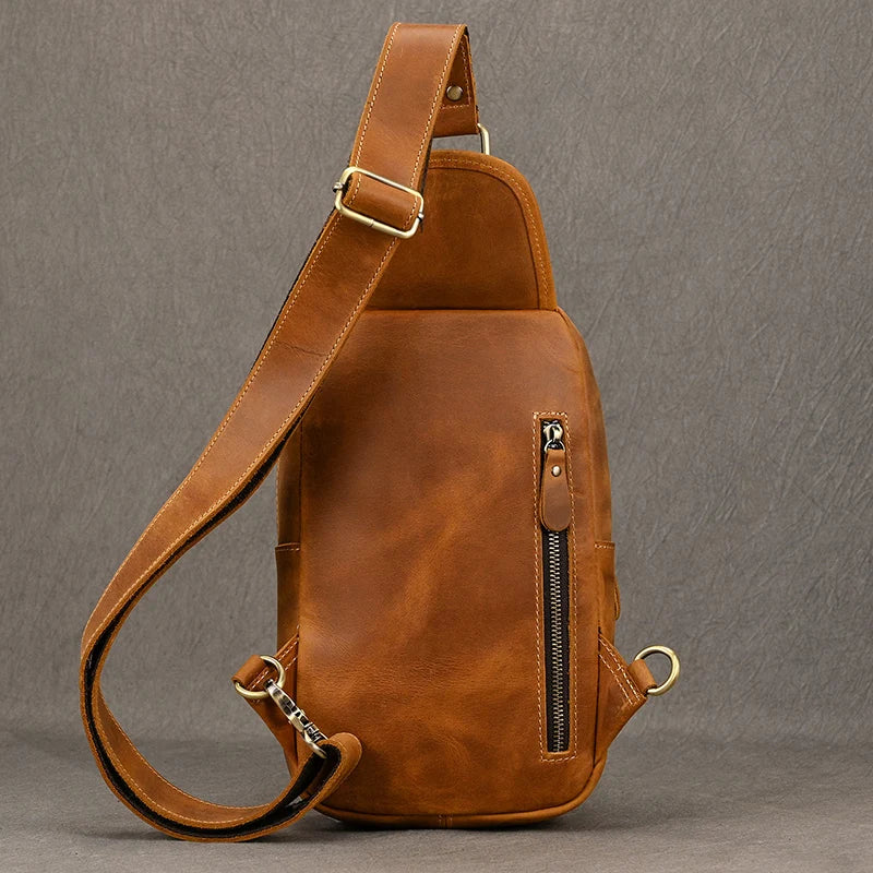 Crazy Horse Genuine Leather Crossbody Sling Bag for Men