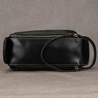 Black Genuine Leather Cosmetic & Storage Bag for Men & Women - VacationGrabs