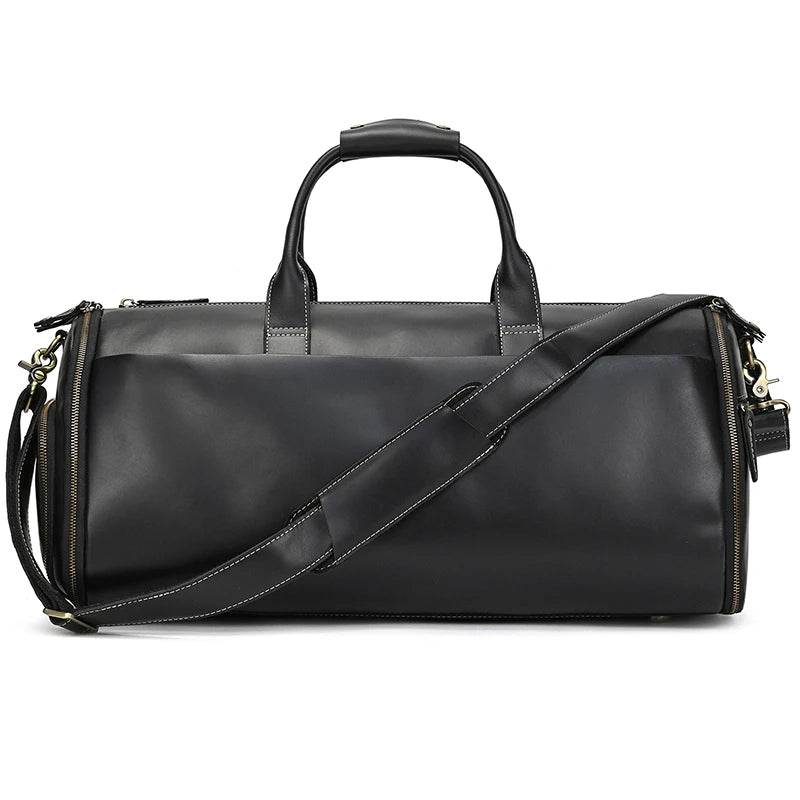 Fashion Leather Duffel Bag – Folding Bag for Suits and Travel - VacationGrabs