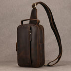 Men's Genuine Leather Sling Bag – Vintage Crossbody Chest Pack