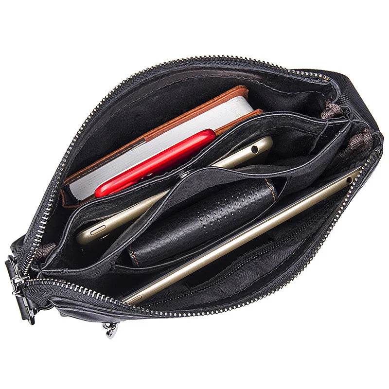 Luxury Men's Leather Crossbody Bag Genuine Messenger Satchel - VacationGrabs