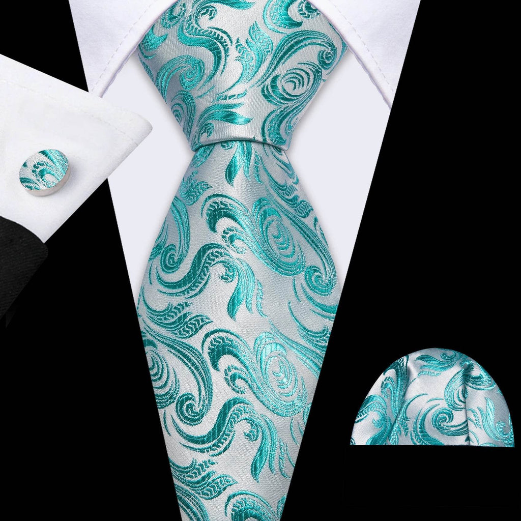 Floral Jacquard Silk Tie Set for Men - VacationGrabs