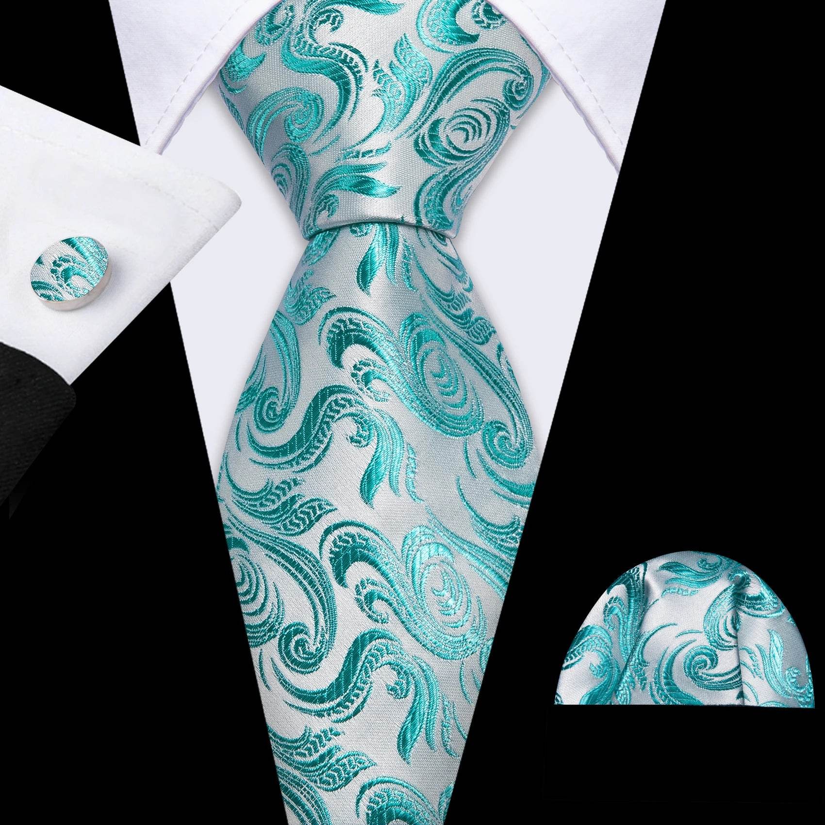 Floral Jacquard Silk Tie Set for Men - VacationGrabs