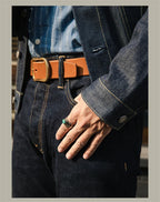 Red Tornado Mens Slim Straight Jeans Rinsed Red Selvedge Denim Pants