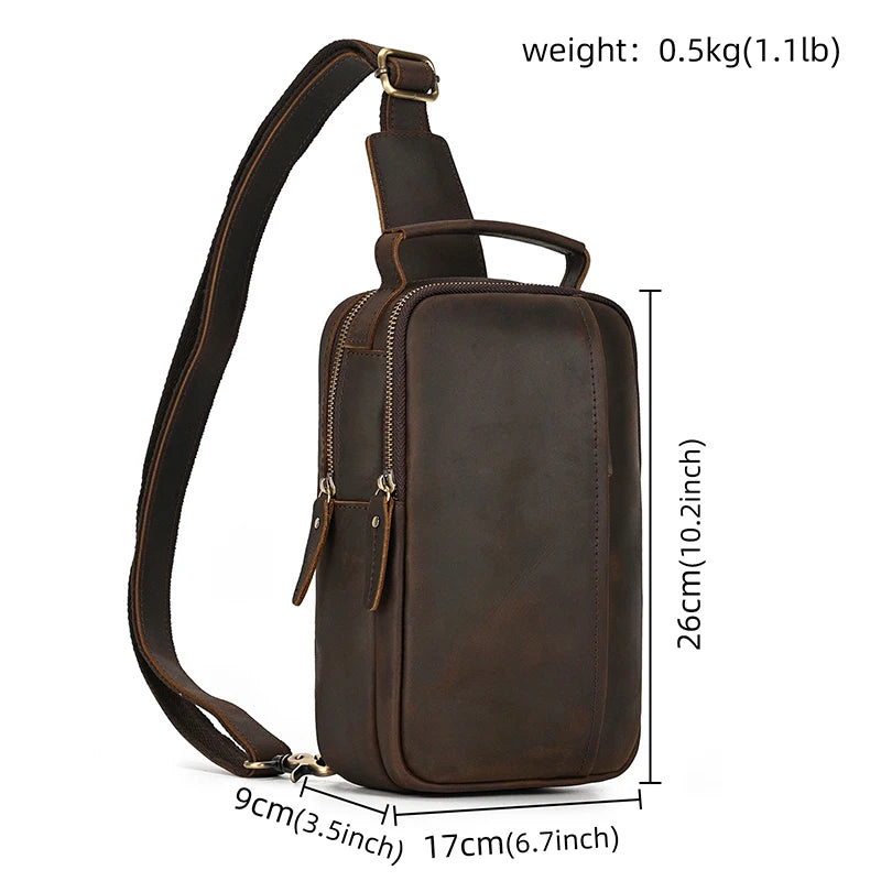 Leather Single Shoulder Sling Bag Chest Bags For Men