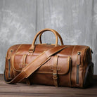 Retro Leather Travel Bag Men's Large-Capacity First Layer Cowhide Leather - VacationGrabs