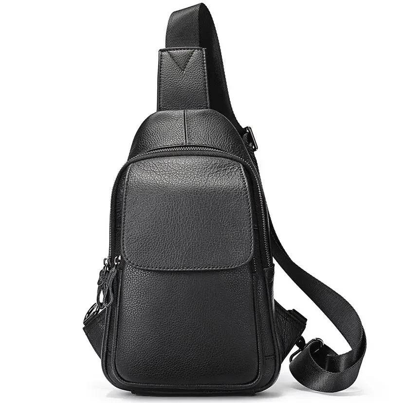 Casual Men Bags Leather Chest Bag Crossbody Cowhide Shoulder - VacationGrabs