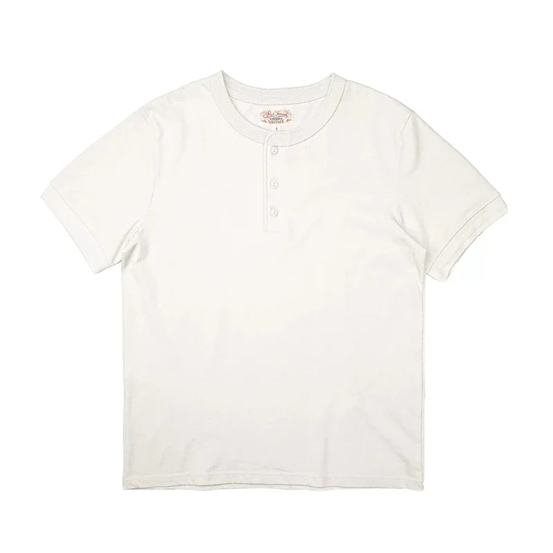 Red Tornado Short Sleeve Henley T-Shirt Heavyweight Cotton Every Day Tee Amekaji